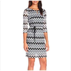 Sandra Darren Petite Chevron Zigzag Dress